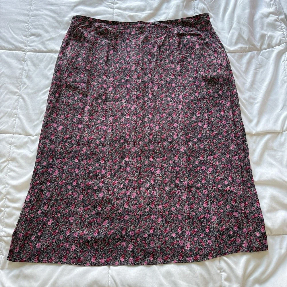 Vintage Maxi Skirt Womens XL Pink Floral Dainty Romantic Cottagecore‎ Whimsical